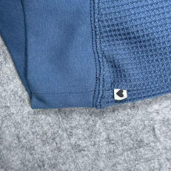Aerie pullover Hoodie Womens Medium Blue Waffle Knit Oversized Casual Loungewear - Picture 10 of 14